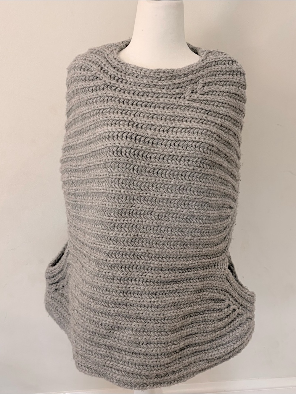 Alexander Wang Light Gray Chunky Knit Sleeveless Poncho